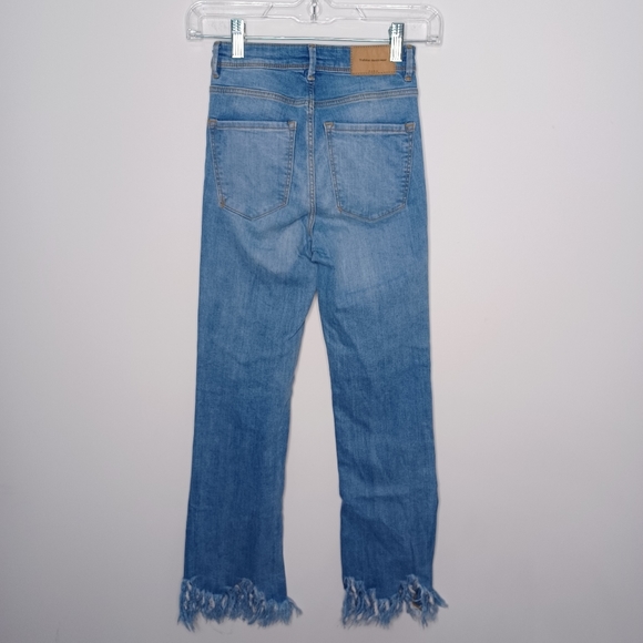 Zara Trafaluc SZ 00 High Rise Raw Fringe Hem Jeans - Picture 6 of 7